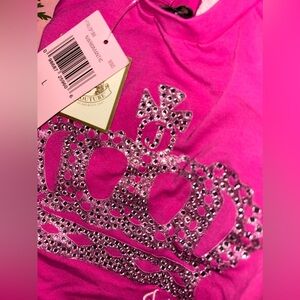 Juicy doggy couture crittoure dog pet T shirt pink rhinestone crown queen NWT L